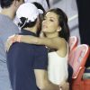 Exclusif - L'actrice Eva Longoria et son compagnon Jose Antonio Baston très amoureux dans les tribunes d'un match de tennis pendant l'Open du Mexique à Acapulco, le 28 février 2015.