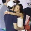 Exclusif - Eva Longoria et son boyfriend Jose Antonio Baston très amoureux dans les tribunes d'un match de tennis pendant l'Open du Mexique à Acapulco, le 28 février 2015.