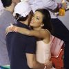 Exclusif - La comédienne Eva Longoria et son compagnon Jose Antonio Baston très amoureux dans les tribunes d'un match de tennis pendant l'Open du Mexique à Acapulco, le 28 février 2015.