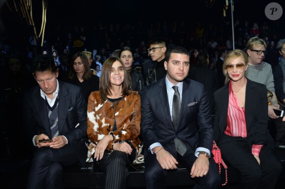 Stefano Tonchi, Carine Roitfeld, Elie Saab Jr et Emmanuelle Béart - People au défilé de mode "Elie Saab", collection prêt-à-porter automne-hiver 2015/2016, à Paris. Le 7 mars 2015