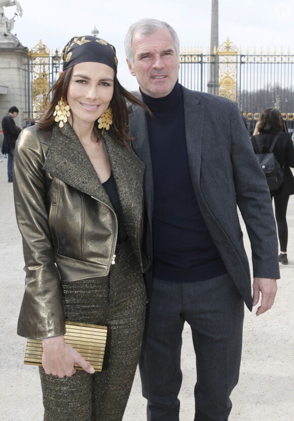 Adriana Abascal et son mari Emmanuel Schreder - Arrivées au défilé de mode "Elie Saab", collection prêt-à-porter automne-hiver 2015/2016, à Paris. Le 7 mars 2015