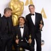 James W. Skotchdopole, Sean Penn, Alejandro G. Inarritu et John Lesher - Press Room lors de la 87ème cérémonie des Oscars à Hollywood, le 22 février 2015
