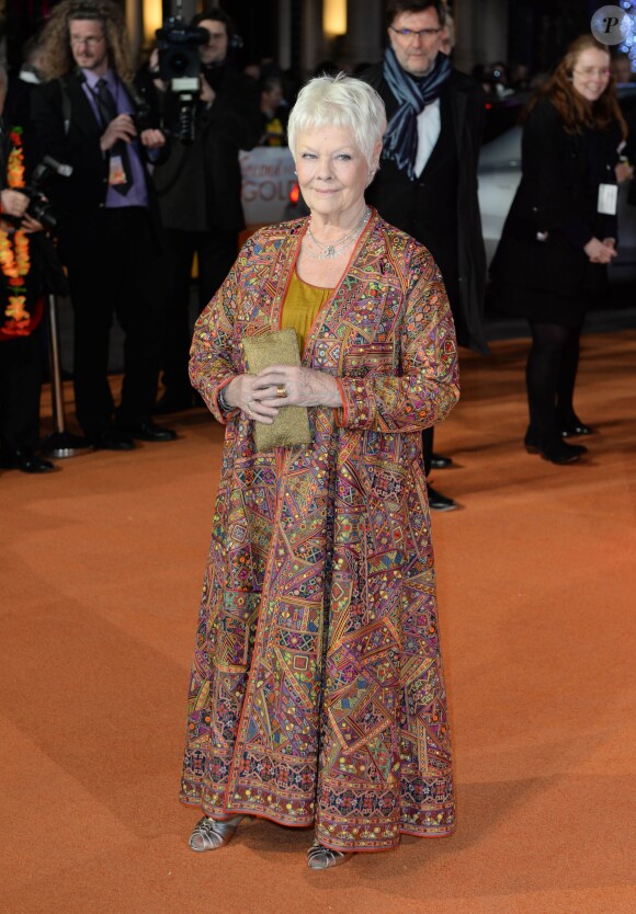 Dame Judi Dench lors de l'avant-première du film Indian Palace - Suite Royale à Londres le 17 février 2015