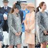 Kate Middleton à Southampton le 13 juin 2013, enceinte du prince George / Kate Middleton à Margate le 11 mars 2015, enceinte de son deuxième enfant.