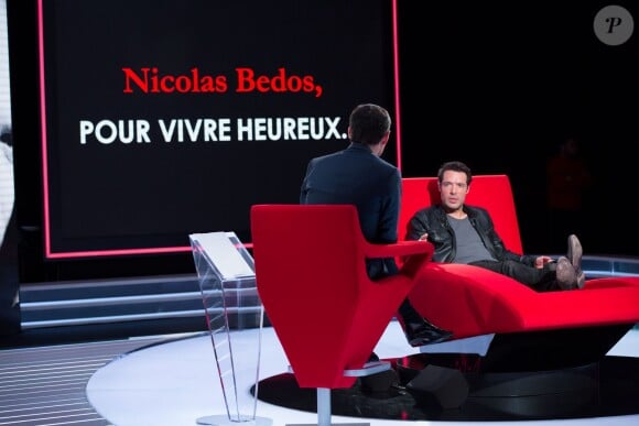 Exclusif - Enregistrement du programme Le Divan présentée par Marc-Olivier Fogiel avec Nicolas Bedos en invité à Paris le 20 février 2015.