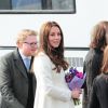 La duchesse de Cambridge, enceinte, en visite le 12 mars 2015 aux studios Ealing à Londres, où est tournée la série Downton Abbey.