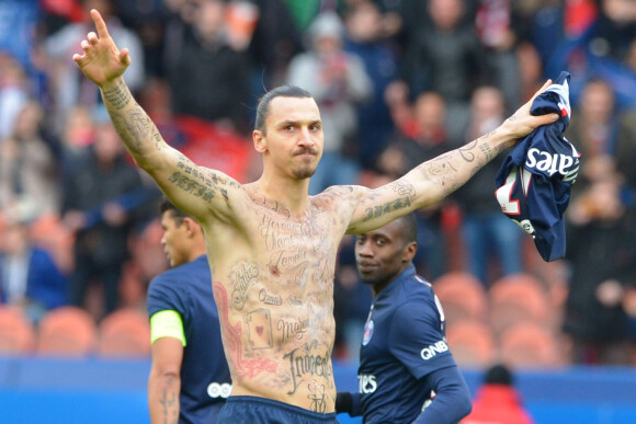 Zlatan Ibrahimovic lors de la rencontre entre le Paris Saint-Germain et Caen au Parc des Princes à Paris, le 14 février 2015