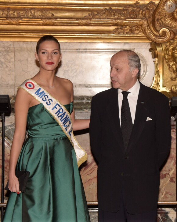 Camille Cerf et le ministre des Affaires étrangères Laurent Fabius - Lancement de "Goût de France / Good France" au château de Versailles. Le 19 mars 2015.
