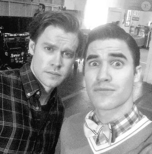 Darren Criss et Chad Overstreet sur le tournage de Glee le 6 février 2015