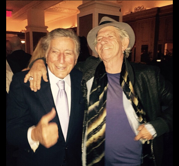 Keith Richards a ajouté une photo à son compte Instagram avec Tony Bennett, le 22 mars 2015