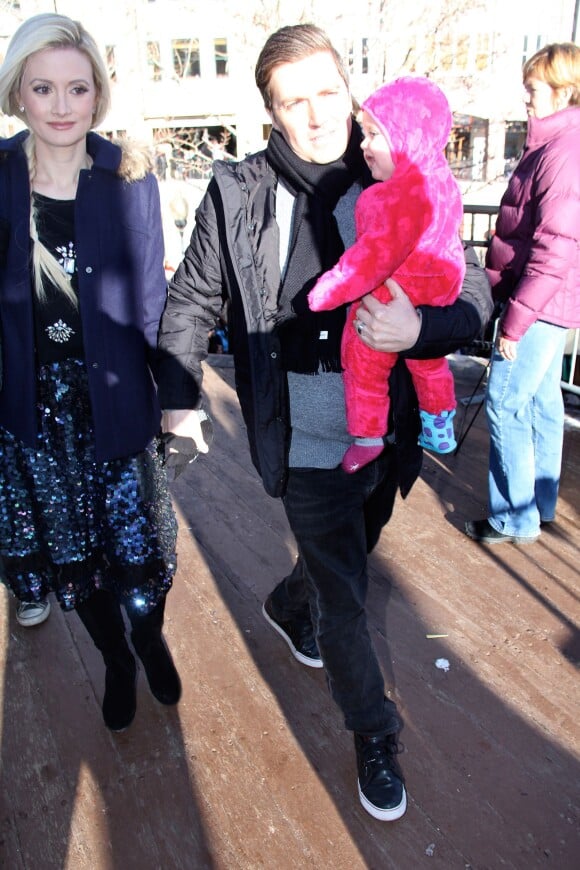 Holly Madison avec son époux et leur fille au festival de Sundance, le 18 janvier 2014.