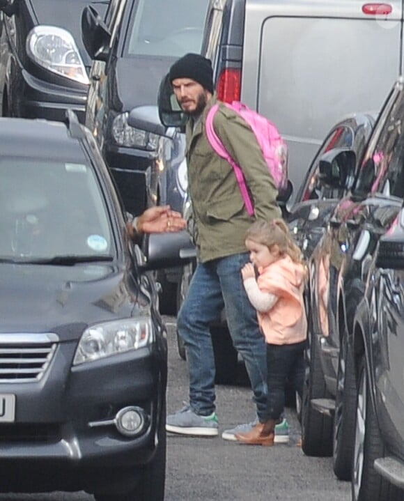 Exclusif - David Beckham et sa fille Harper à Notting Hill. Londres, le 19 mars 2015.