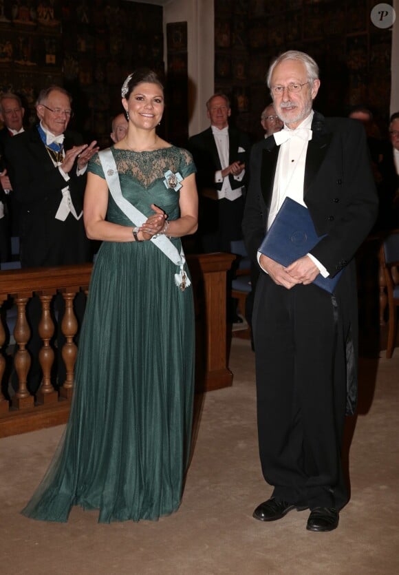 La princesse Victoria de Suède assiste à la célébration annuelle des Lettres de l'Académie Royale à la Riddarhuset à Stockholm, le 20 mars 2015.