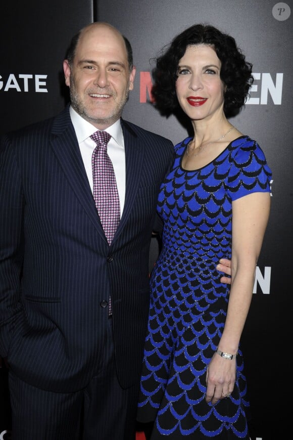 Matthew Weiner et sa femme Linda Brettler - Avant-première de la dernière saison de "Mad Men" au MoMA à New York, le 22 mars 2015.