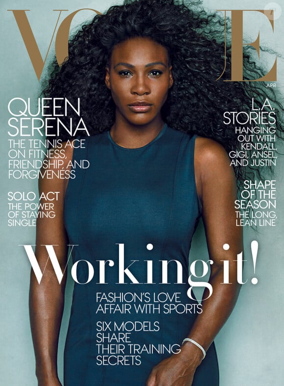 Serena Williams, photographiée par Annie Leibovitz pour le numéro d'avril 2015 de Vogue.