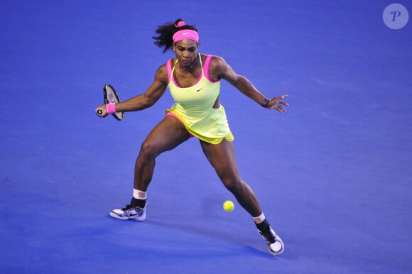 Serena Williams en finale de l'Open d'Australie face à sa rivale russe Maria Sharapova. Melbourne, le 31 janvier 2015.