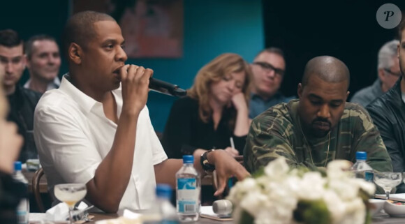 Jay-Z et Kanye West dans le film publicitaire #TIDALforALL pour le lancement de Tidal, mars 2015.