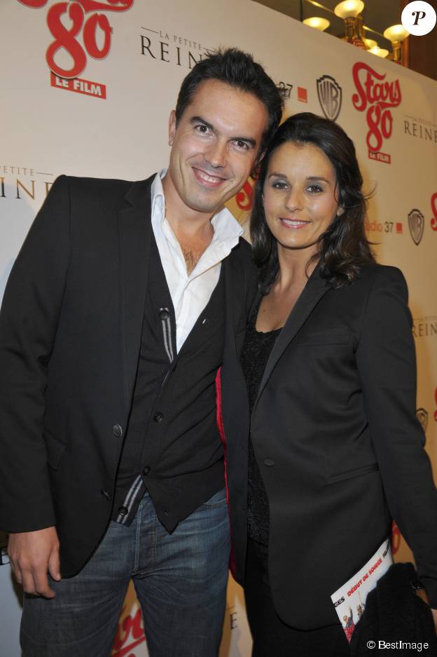 Faustine Bollaert et son mari Maxime Chattam - Avant-première du film Stars 80 au Grand Rex le 19 octobre 2012.