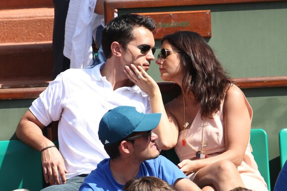 Faustine Bollaert et son mari Maxime Chattam à Roland-Garros en 2012.