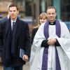 L'acteur Benedict Cumberbatch arrivant à la cérémonie où Richard III a été réinhumé à Leicester en Angleterre le 26 mars 2015