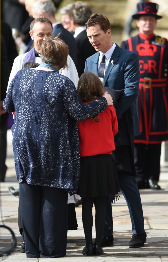 L'acteur Benedict Cumberbatch arrivant à la cérémonie où Richard III a été réinhumé à Leicester en Angleterre le 26 mars 2015