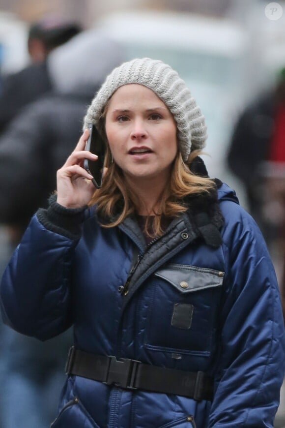 Jenna Bush Hager walks on Greenwhich St in Tribeca after having lunch at ocanda Verde at The Greenwich Hotel in New York City, NY, USA on January 29, 2015. Jenna Welch Bush Hager is the younger of the fraternal twin daughters of the 43rd U.S. President George W. Bush and former First Lady Laura Bush, and a granddaughter of the 41st U.S. President George H. W. Bush and former first lady laura bush. Photo by GSI/ABACAPRESS.COM30/01/2015 - New York City