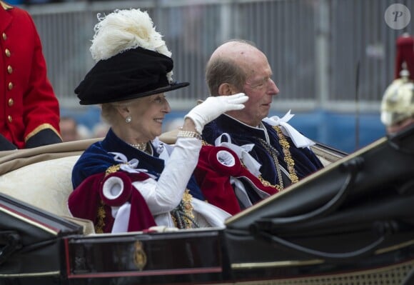 La princesse Alexandra et le prince Edward, duc de Kent, lors de la cérémonie de l'Ordre de la Jarretière en juin 2014 à Windsor.