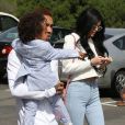  Kylie Jenner, son compagnon Tyga et son fils King Cairo Stevenson - La famille Kardashian &agrave; la messe de P&acirc;ques &agrave; Calabasas. Le 5 avril 2015&nbsp;  