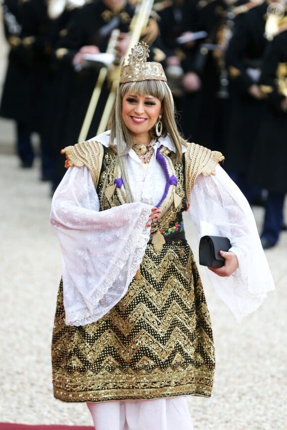 Lââm au dîner d'Etat au Palais de l'Elysée en l'honneur du président de la Tunisie Beji Caïd Essebsi à Paris le 7 avril 2015.