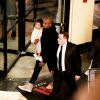 Exclusif - Kanye West et sa fille North arrivent à l'hôtel Armenia Marriott. Erevan, le 8 avril 2015.