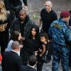 Kim, Khloé, Kourtni et Kara Kardashian, Kanye West et North visitent le monastère de Gherart, situé près du village de Goght, à 40 kilomètres d'Erevan. Le 9 avril 2015.