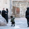 Kim, Khloé, Kourtni et Kara Kardashian, Kanye West et North visitent le monastère de Gherart, situé près du village de Goght, à 40 kilomètres d'Erevan. Le 9 avril 2015.