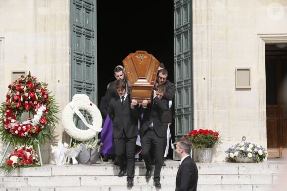 Obsèques du tailleur italien Francesco Smalto en l'église Saint-Jean-Baptiste à Neuilly-sur-Seine, le 10 avril 2015.