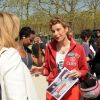 Valerie Trierweiler et Frigide Barjot  au rassemblement au Champ-de-Mars à Paris le 14 Avril 2015 pour les 219 lycéennes enlevées par Boko Haram il y a un an.