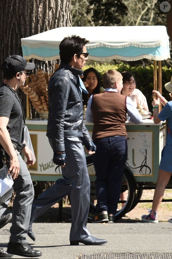 Ben Stiller sur le tournage de Zoolander 2 à la Villa Borghese, Rome, le 13 avril 2015.