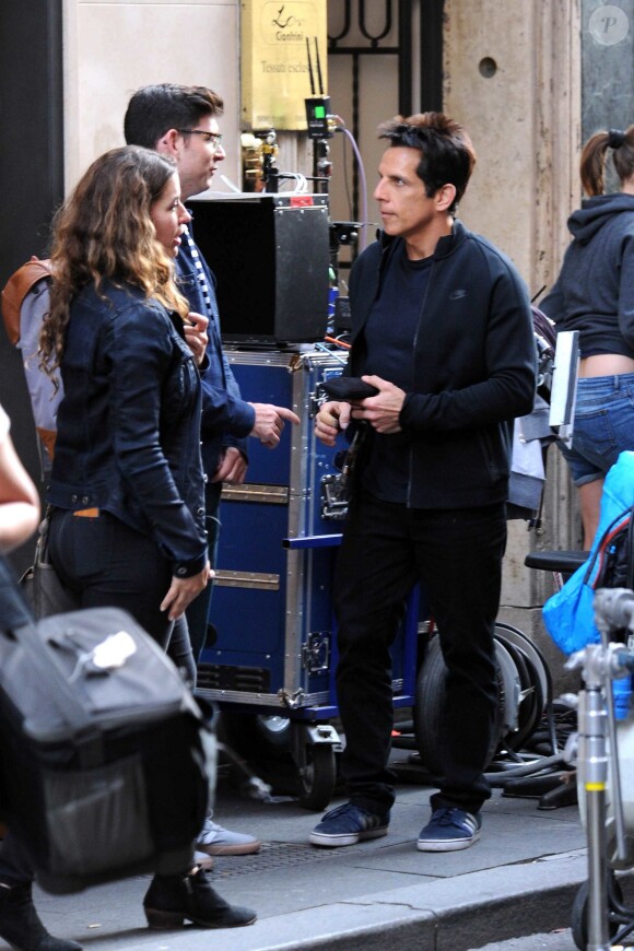Ben Stiller tourne Zoolander 2 sur la Via Condotti à Rome, le 14 avril 2015.