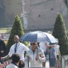 L'acteur et réalisateur Ben Stiller en action sur le tournage de Zoolander 2, Via Dei Fiori Imperiali, Rome, le 15 avril 2015.