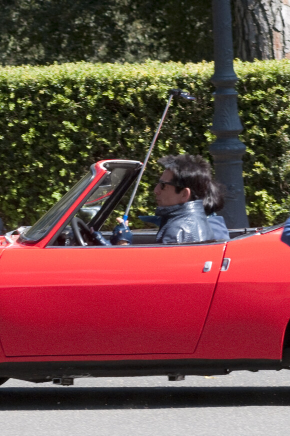 Ben Stiller et le jeune acteur Cyrus Arnold sur le tournage de Zoolander 2 à Rome, le 13 avril 2015.