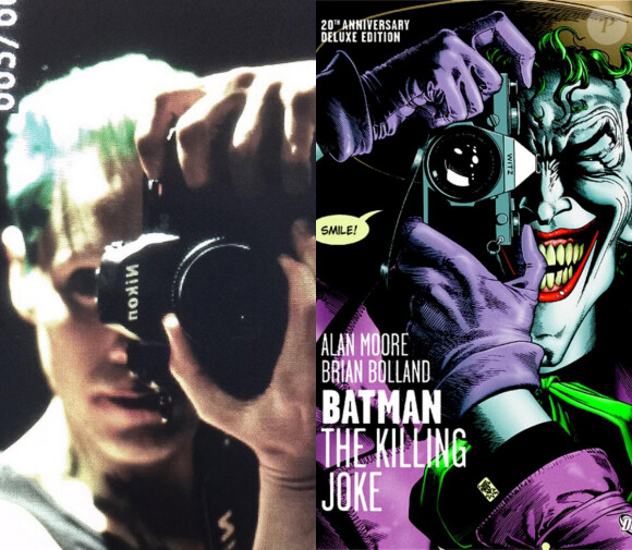 À gauche : Jared Leto en Joker pour "Suicide Squad" de David Ayer, avril 2015. À droite, le Joker en couverture du comic "Batman: The Killing Joke".