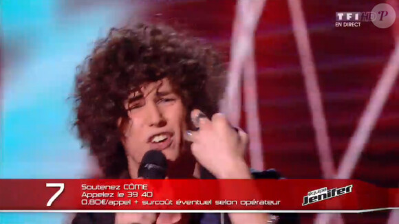 Côme dans The Voice 4 (demi-finale), le samedi 18 avril 2015 sur TF1.