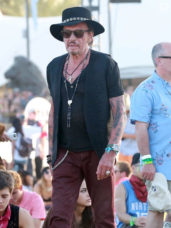 Johnny Hallyday au 5 ème jour du Festival de "Coachella Valley Music and Arts" à Indio Le 18 avril 2015