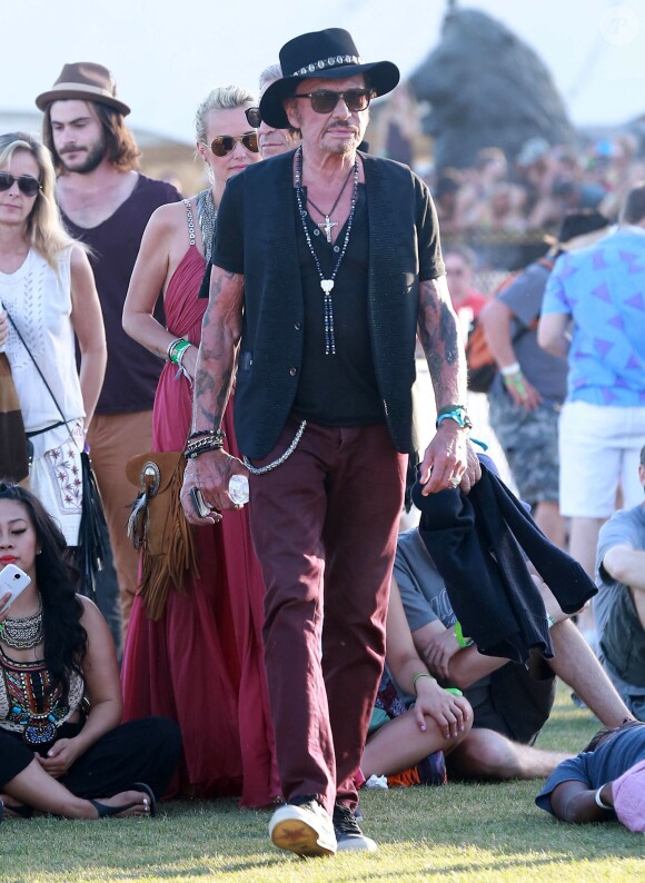 Johnny Hallyday et sa femme Laeticia Hallyday au 5 ème jour du Festival de "Coachella Valley Music and Arts" à Indio Le 18 avril 2015