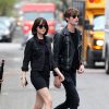Dakota Johnson et son petit ami Matthew Hitt à la sortie du tournage de "How To Be Single" à New York, le 27 avril 2015.