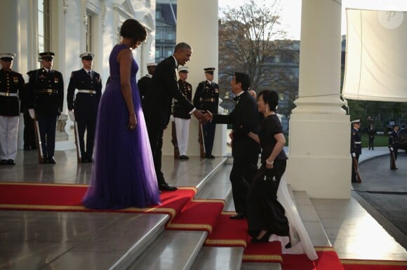 Barack Obama et Michelle Obama, Shinzo Abe et Akie Abe à la Maison Blanche à Washington le 28 avril 2015.