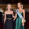 Sylvie Tellier et Camille Cerf, Miss France 2015 - Dîner Goût de / Good France pour célébrer la gastronomie française au Château de Versailles le 19 mars 2015.