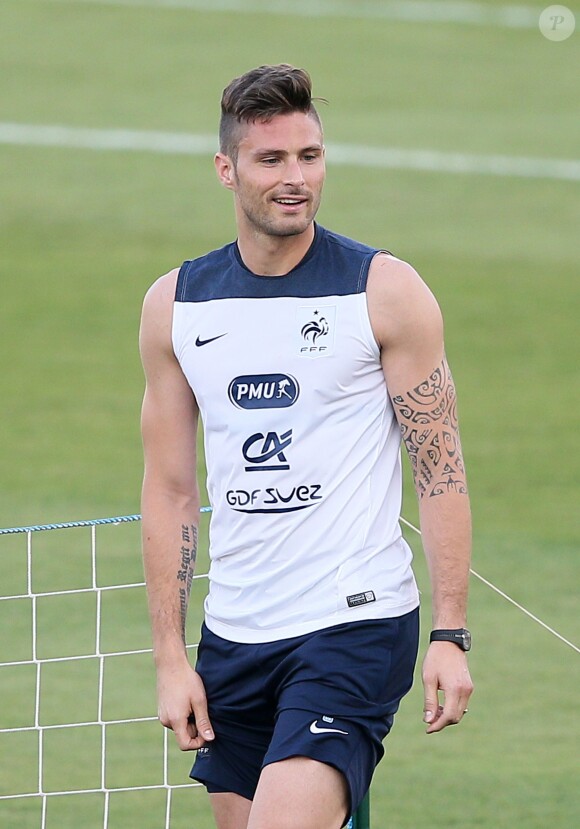 Olivier Giroud lors de l'entraînement de l'équipe de France à Ribeirao Preto, le 22 juin 2014