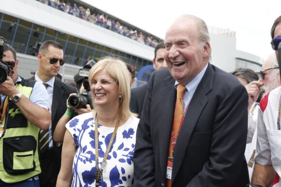 Le roi Juan Carlos Ier d'Espagne au Grand Prix de moto de Jerez le 3 mai 2015.