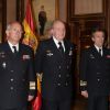 Le roi Juan Carlos Ier d'Espagne assiste à une réunion du comité directeur du Musée de la Marine à Madrid le 5 mai 2015