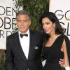 George Clooney et sa femme Amal Alamuddin (robe Dior Haute Couture) - 72e cérémonie des Golden Globe Awards à Beverly Hills, le 11 janvier 2015.