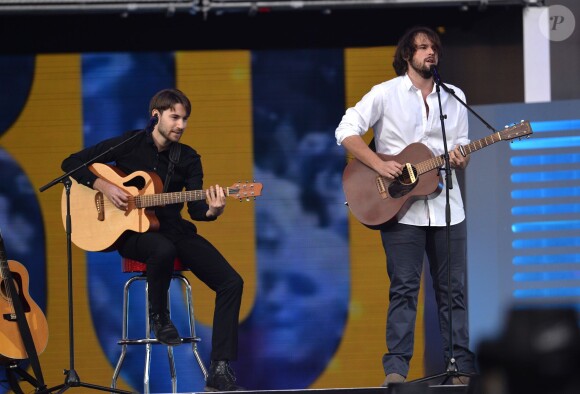 Arthur Le Forestier et Kevin Petersen - Concert Stars 80 au Stade de France à Saint-Denis le 9 mai 2015.